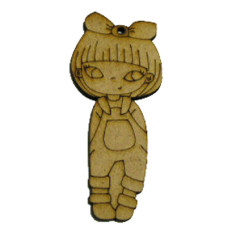 캐릭터우드 멜빵소녀 가로4cm세로9.7cm두께0.3cm