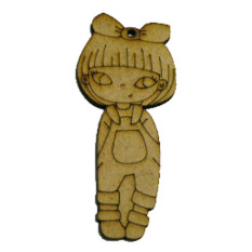 캐릭터우드 멜빵소녀 가로4cm세로9.7cm두께0.3cm