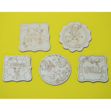 나무 컵받침(밑그림) 5종혼합 두께 0.3cm 크기10.5cm(원형기준)