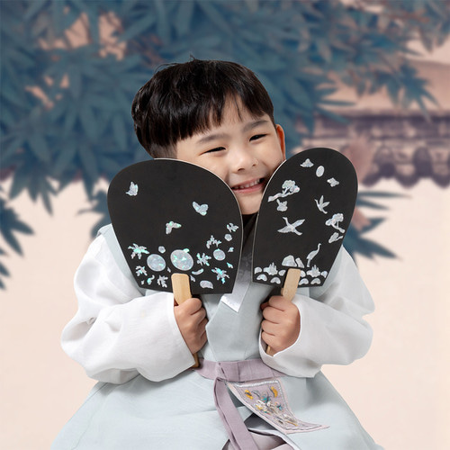 민화샵[전통] 나전 칠기 부채 만들기 일반형 (수박, 학)